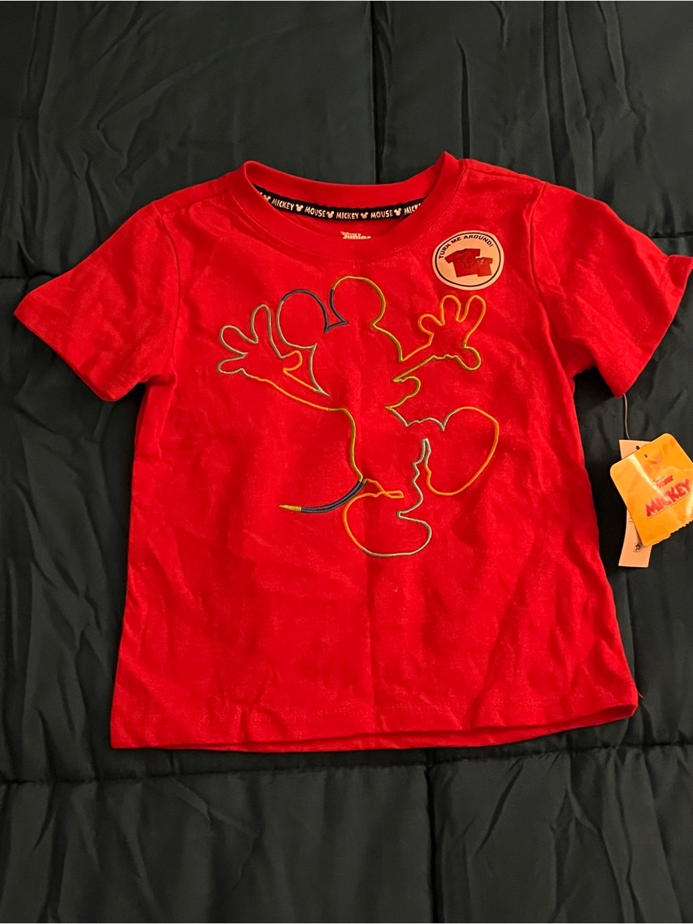 Disney Kids Red Mickey Mouse Outline Short Sleeve Tshirt Size 4T New with Tags
